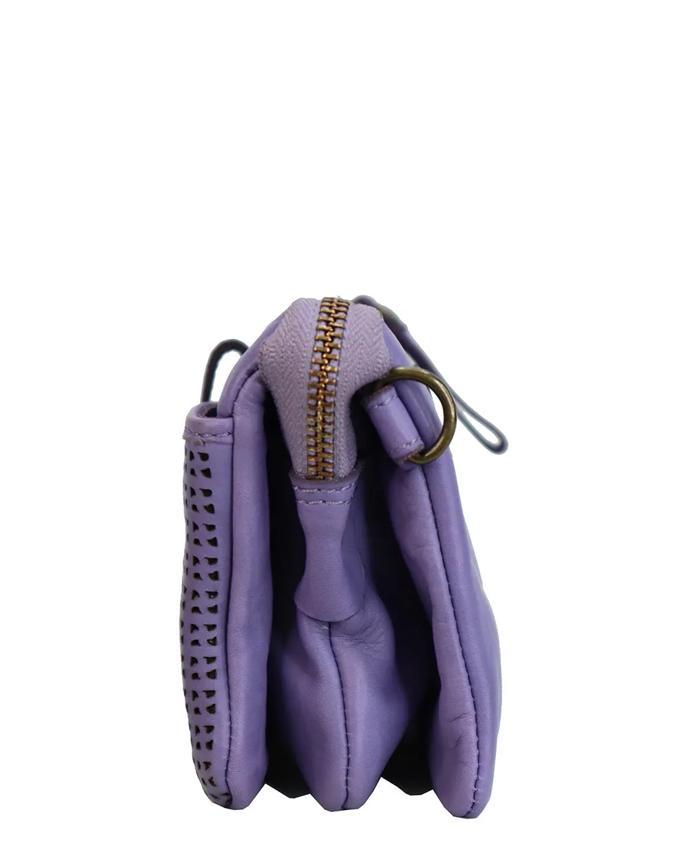 Kompanero Flip Lavender Leather Crossbody/clutch Bag