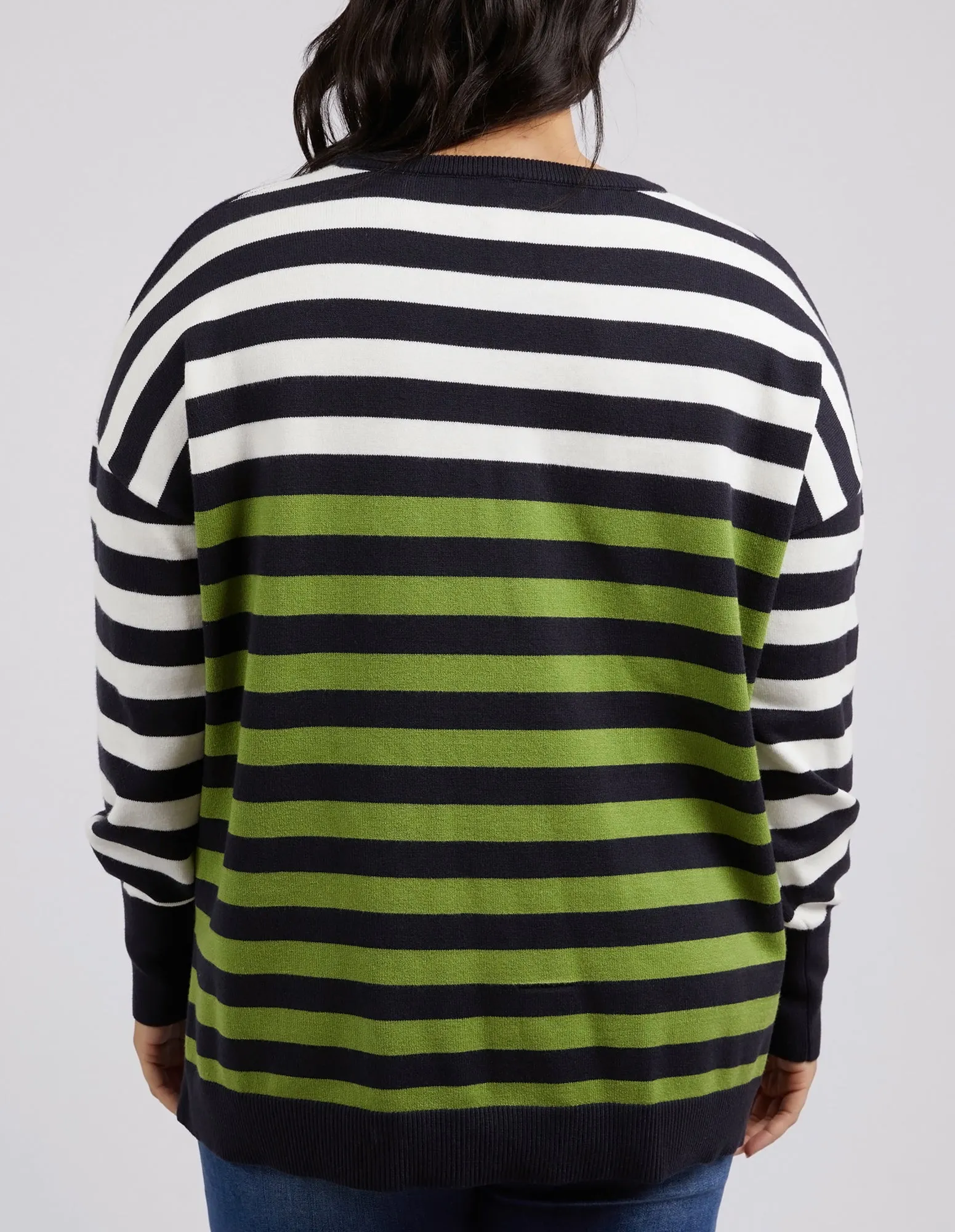 Lexi Knit Green, Navy & White Stripe