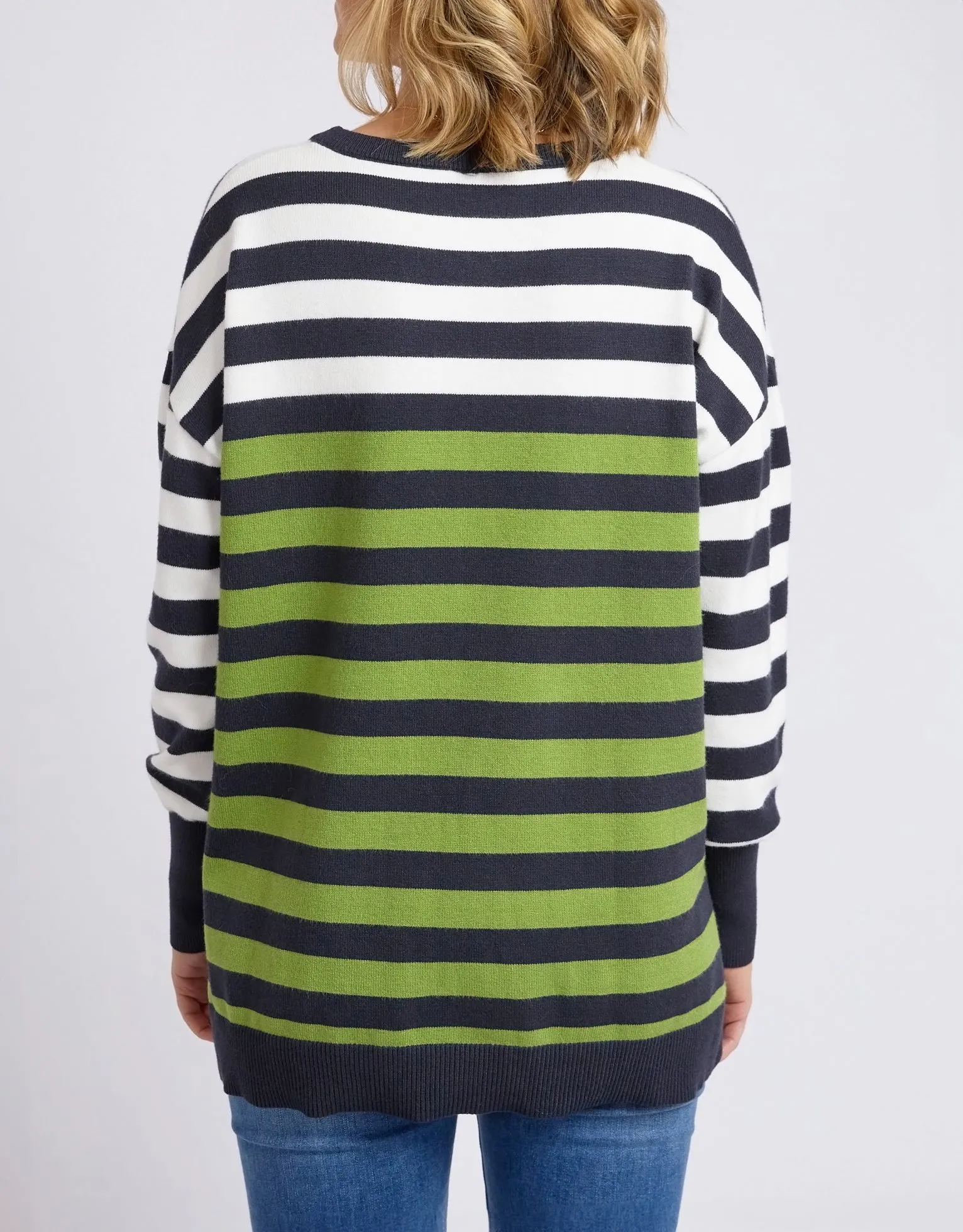 Lexi Knit Green, Navy & White Stripe