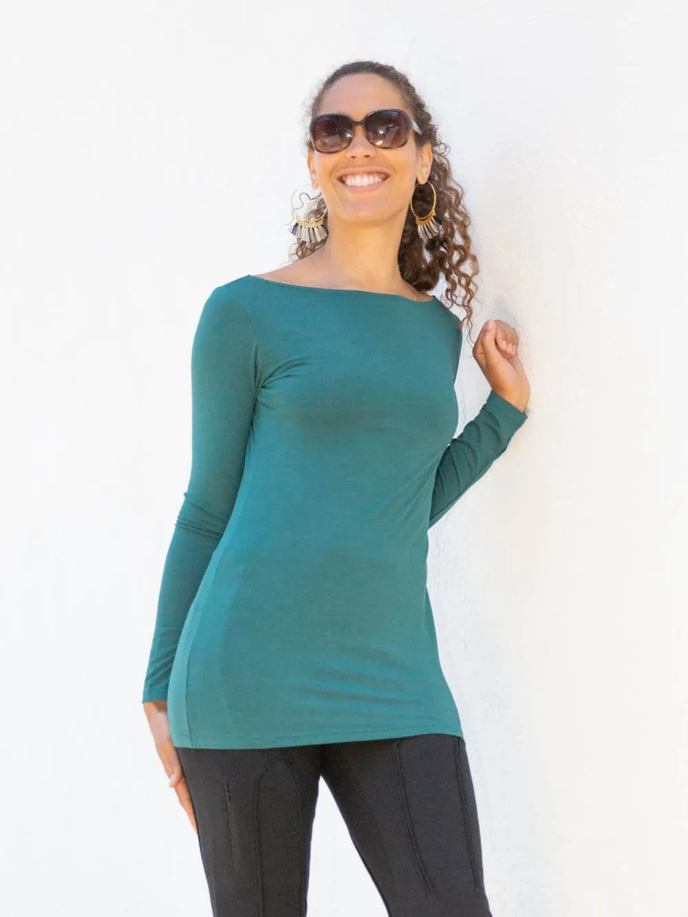Long Sleeve Boatneck Top