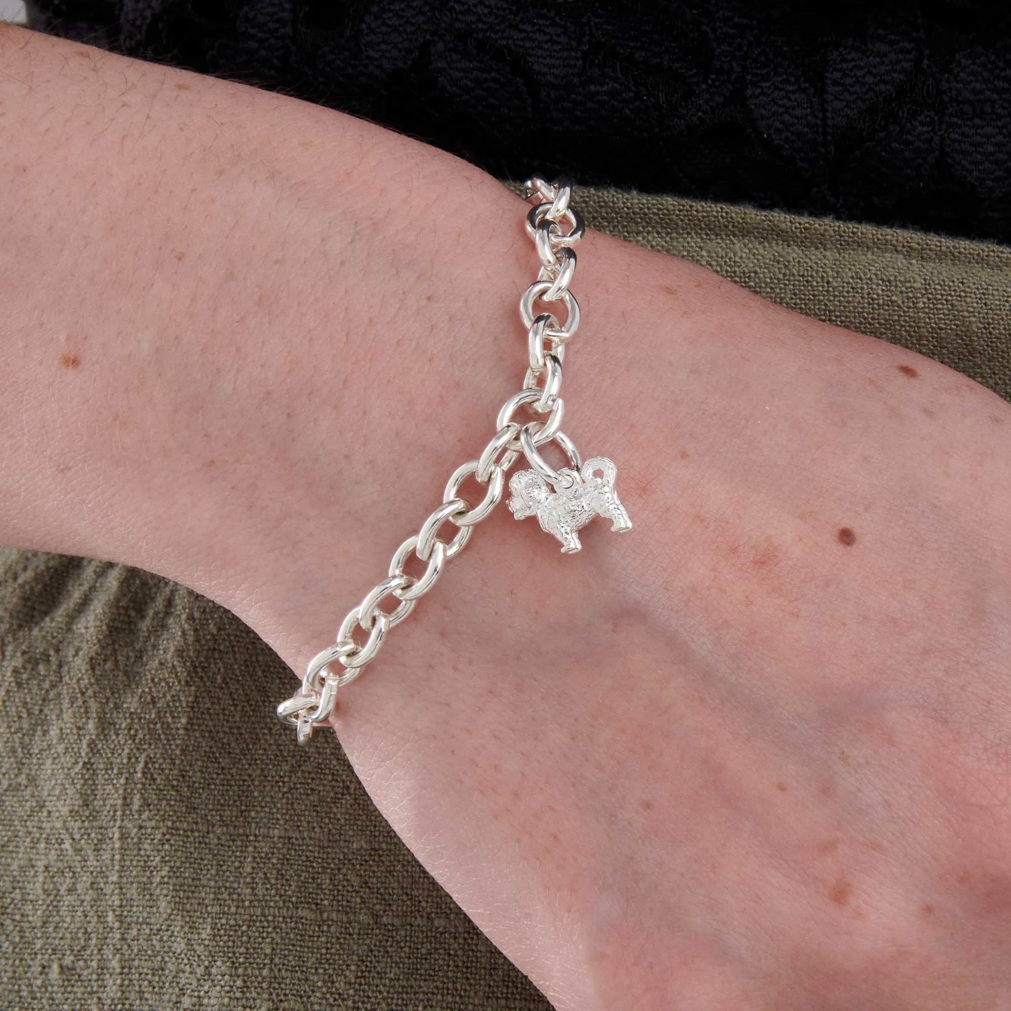 Maltipoo Silver Dog Charm