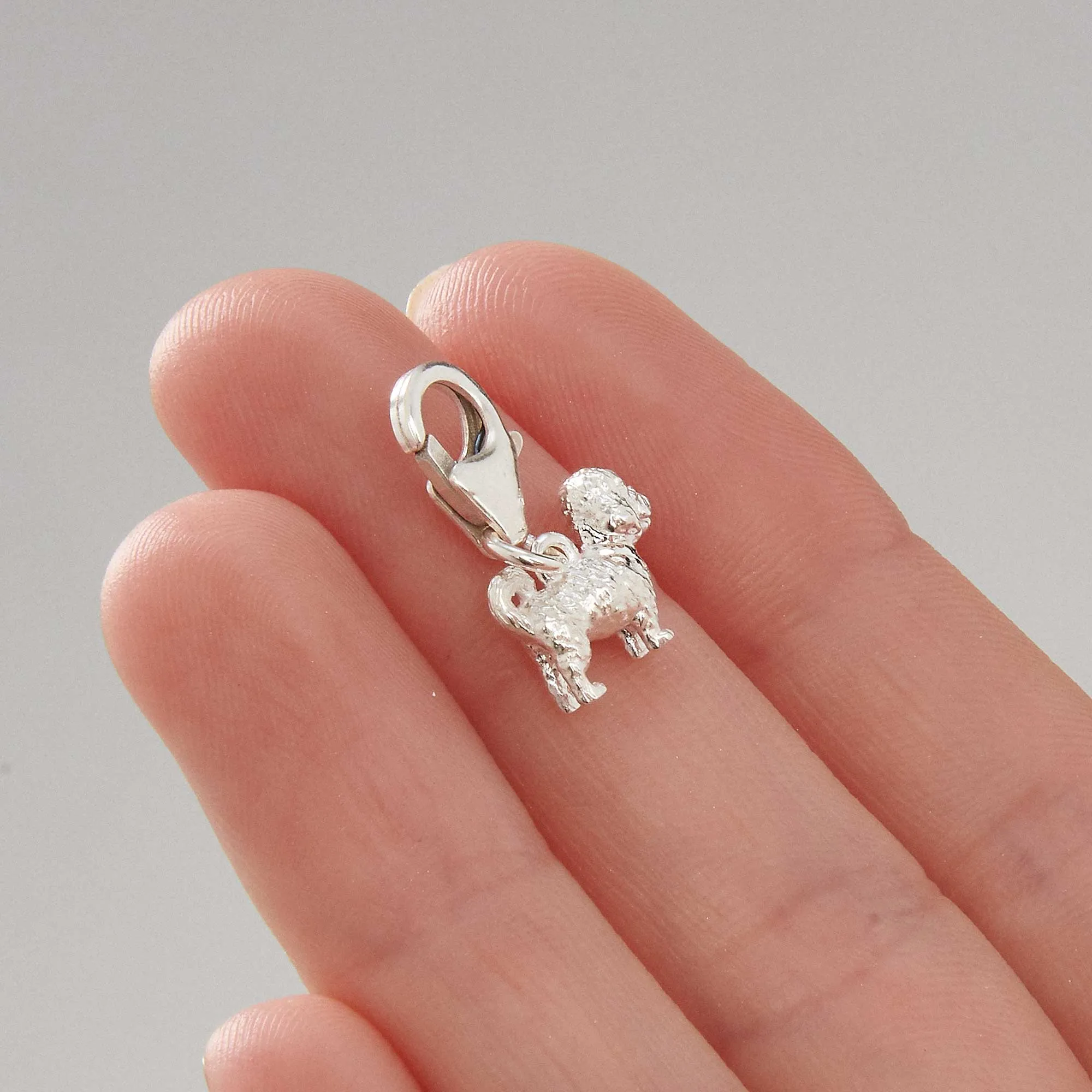 Maltipoo Silver Dog Charm