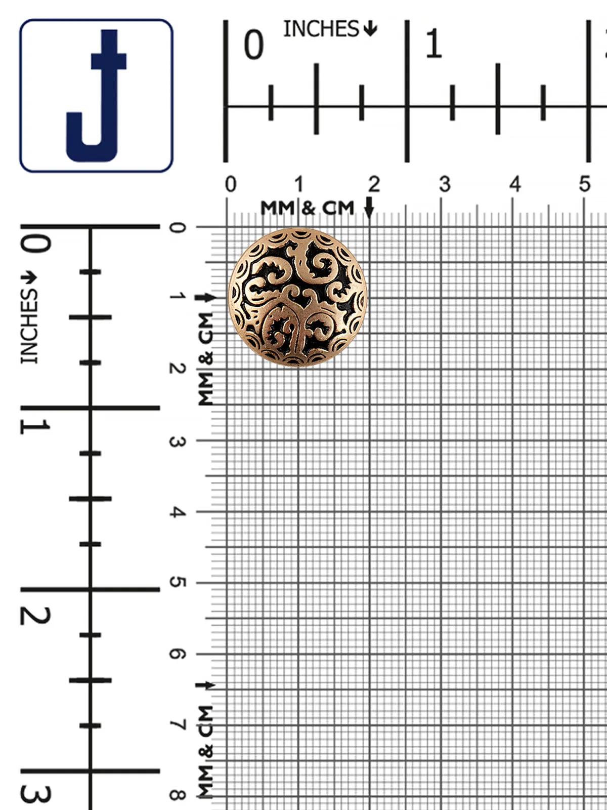 Matte Gold with Black Engraved Design Coat Button