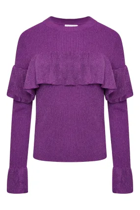 Nixie Metallic Knit Jumper in Purple