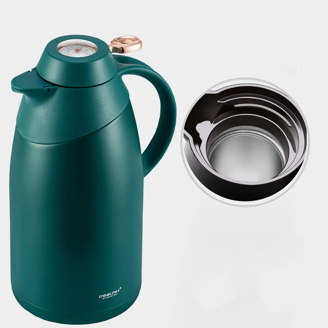 (PINKAH) Double Wall Stainless Steel Insulated Thermal Flask (1.5L) - Turkish Blue