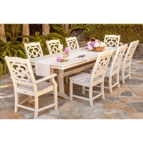 Polywood Chinoiserie 9-Piece Farmhouse 97" Dining Set by Martha Stewart