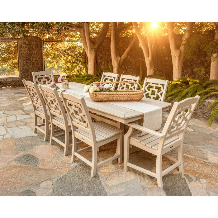 Polywood Chinoiserie 9-Piece Farmhouse 97" Dining Set by Martha Stewart