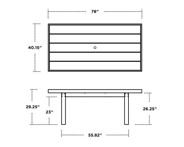 POLYWOOD Edge Outdoor Dining Table 78" x 40"