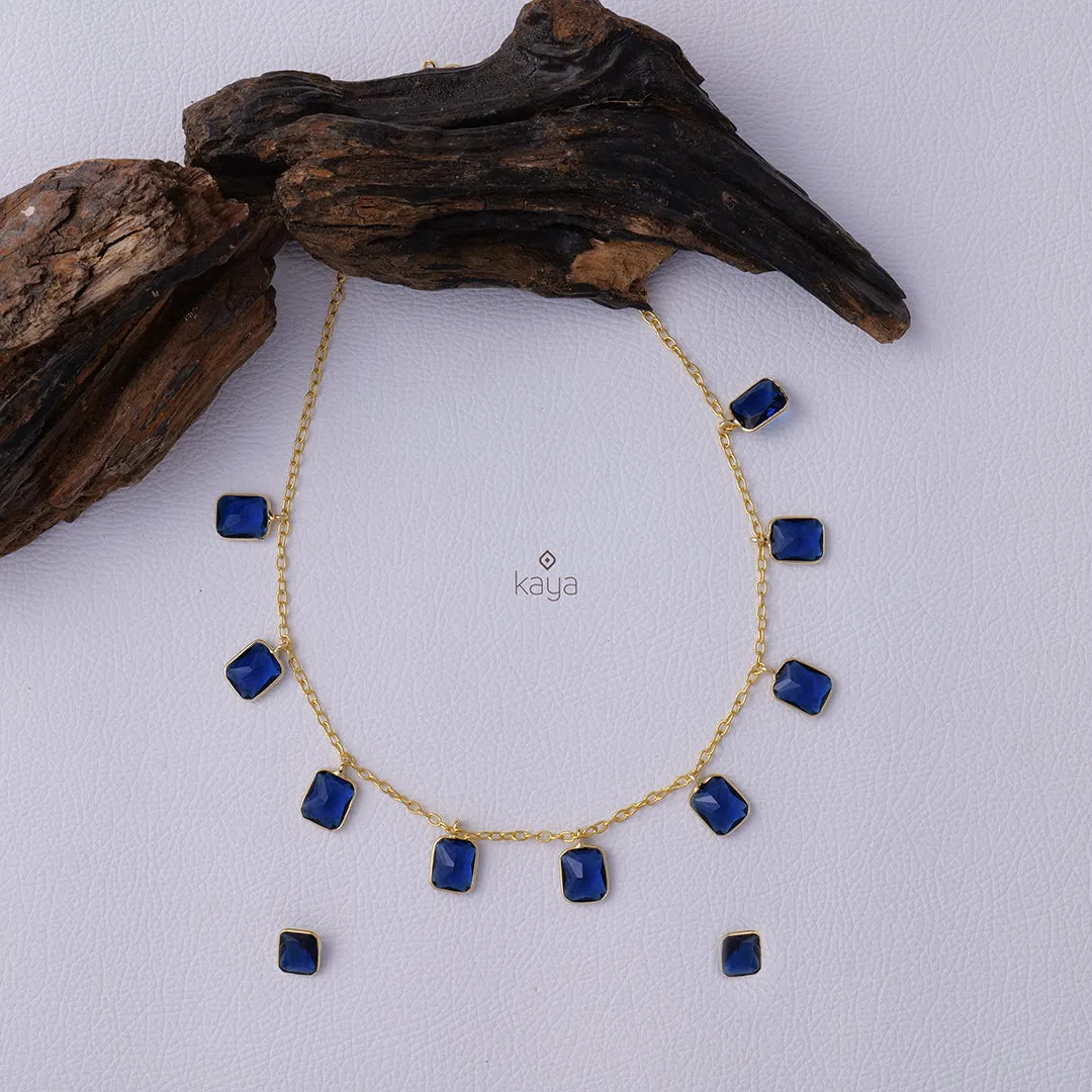 Simple Sufi Stone Necklace Earrings Set (color option) - AS100738