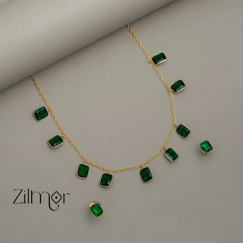 Simple Sufi Stone Necklace Earrings Set (color option) - AS100738
