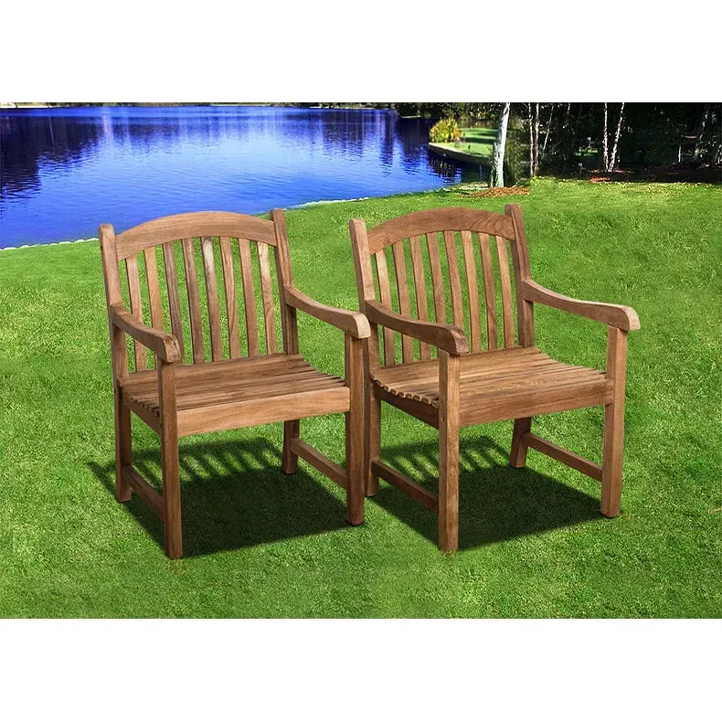 Teak Banquet 9pc Outdoor Dining Set (Teak Extendable Table 88-118" with 8 Teak Tista Arnchairs  FREE Cushions)