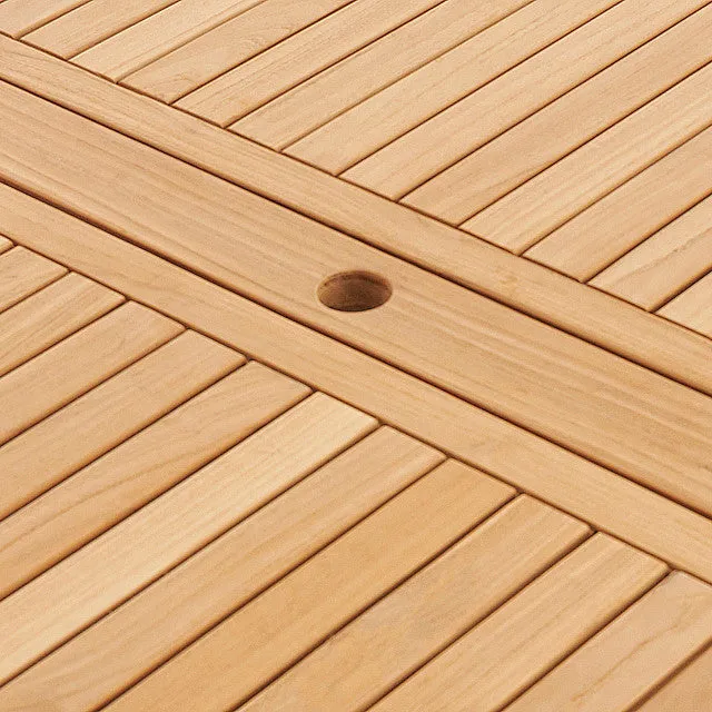 Teak Banquet Outdoor Dining Table Extendable (88-118" with 2 Self-Storing Butterfly Leaves)