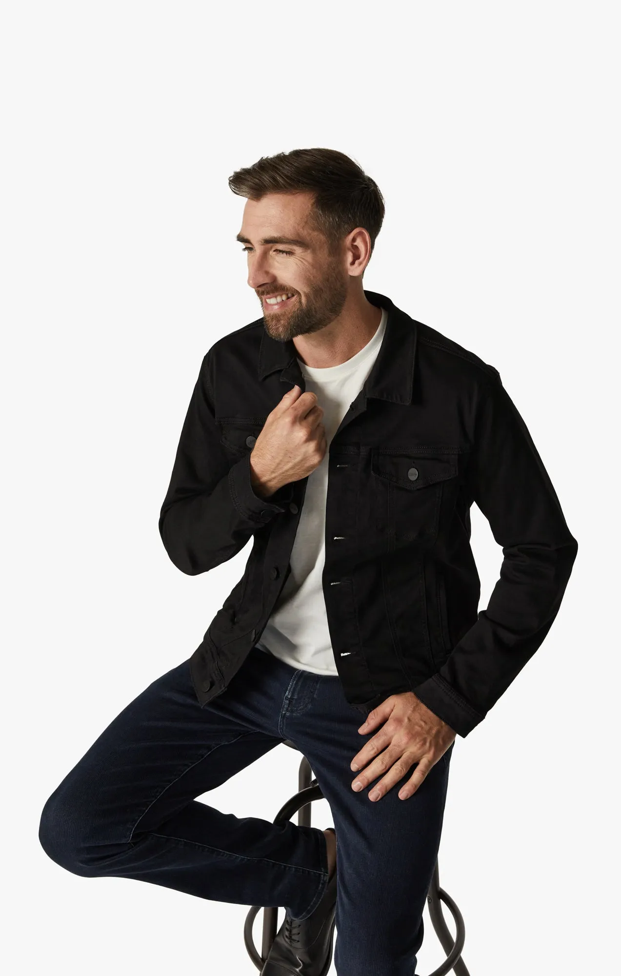 Travis Jacket in Black Brushed Denim