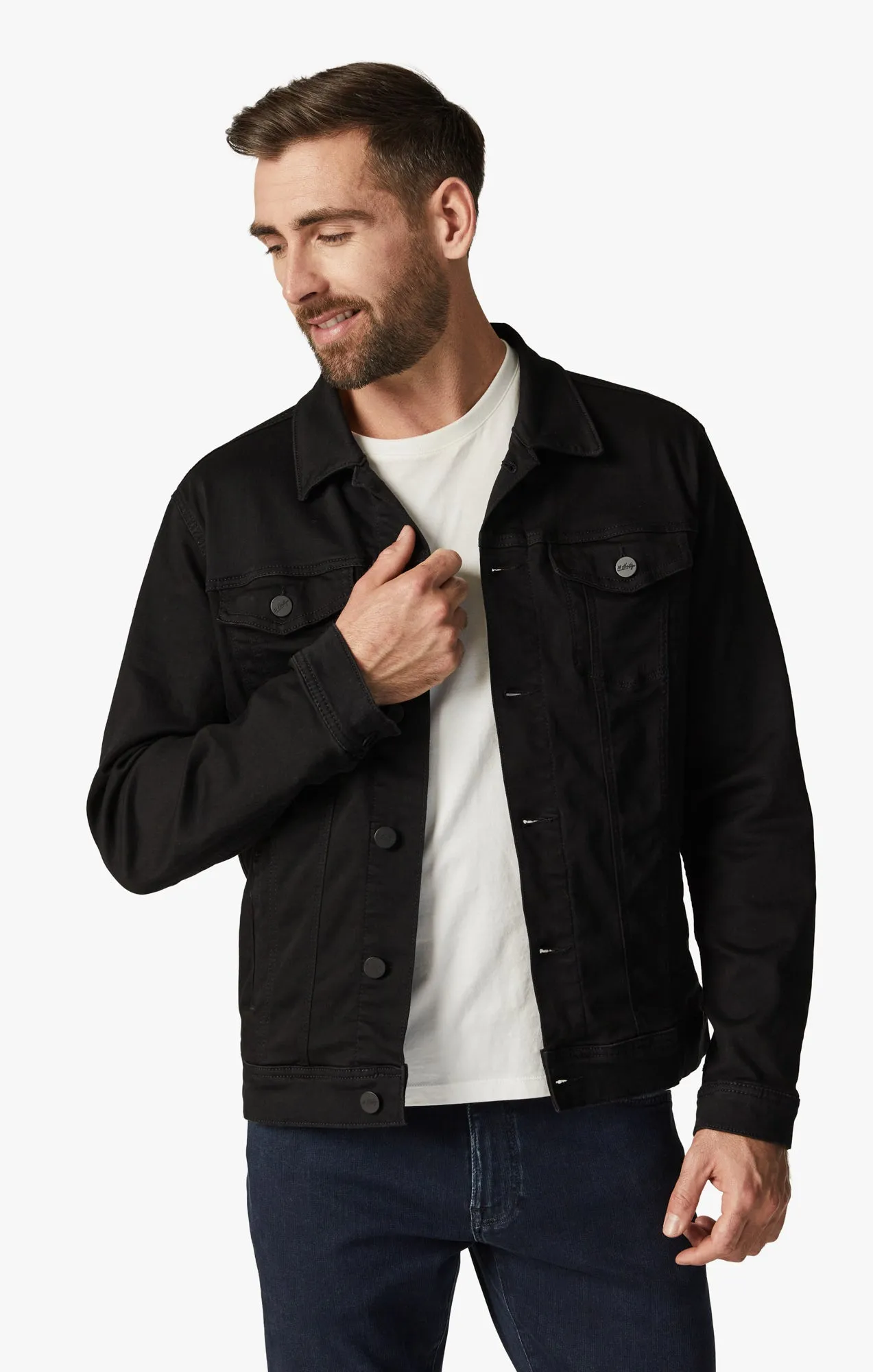 Travis Jacket in Black Brushed Denim