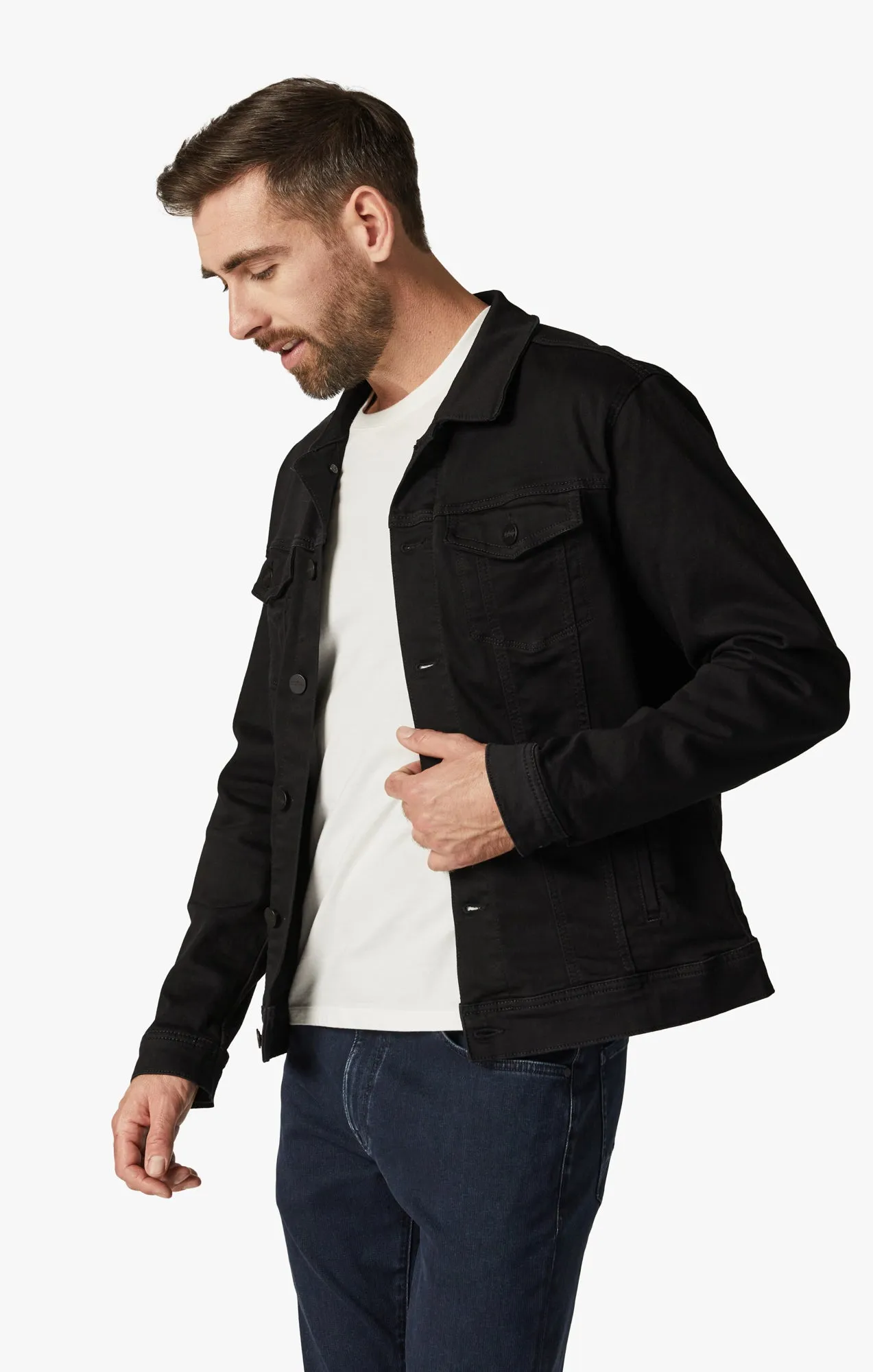 Travis Jacket in Black Brushed Denim
