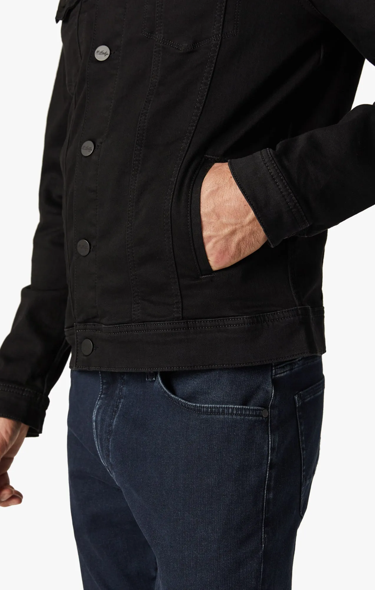 Travis Jacket in Black Brushed Denim