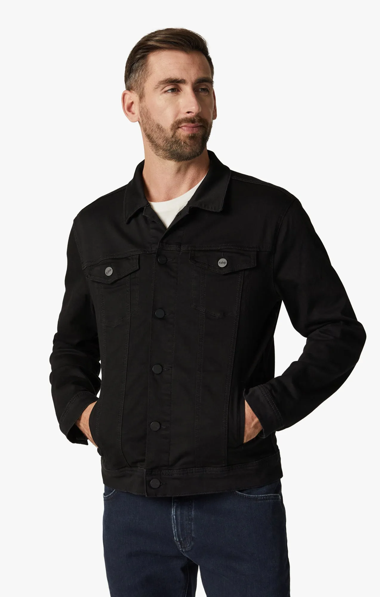 Travis Jacket in Black Brushed Denim