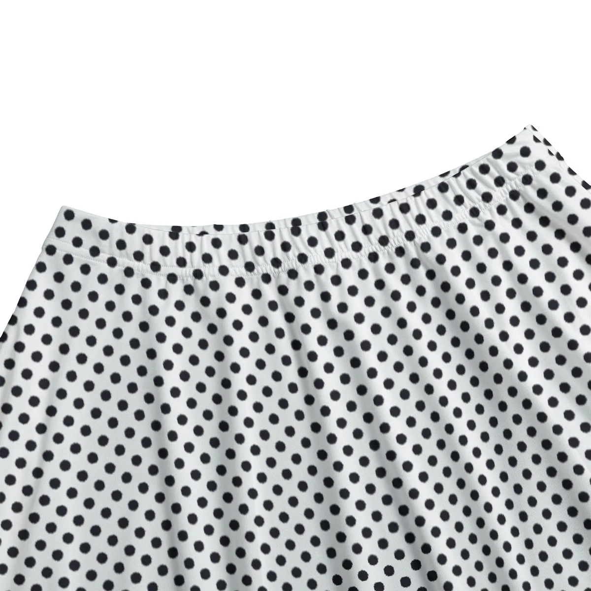 Vampire Art Edgy Trendsetter Maxi Skirt With Pockets - Retro Polka Dot in White