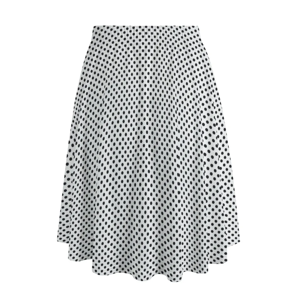 Vampire Art Edgy Trendsetter Maxi Skirt With Pockets - Retro Polka Dot in White