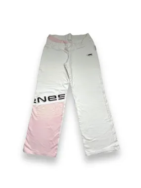 White & pink cotton low rise baggy joggers pants (S)