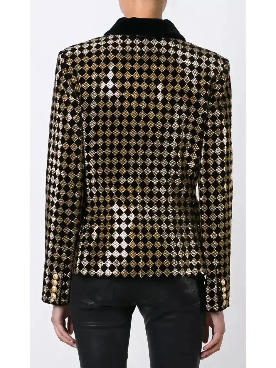 Women’s Check Crystal-Studded Blazer