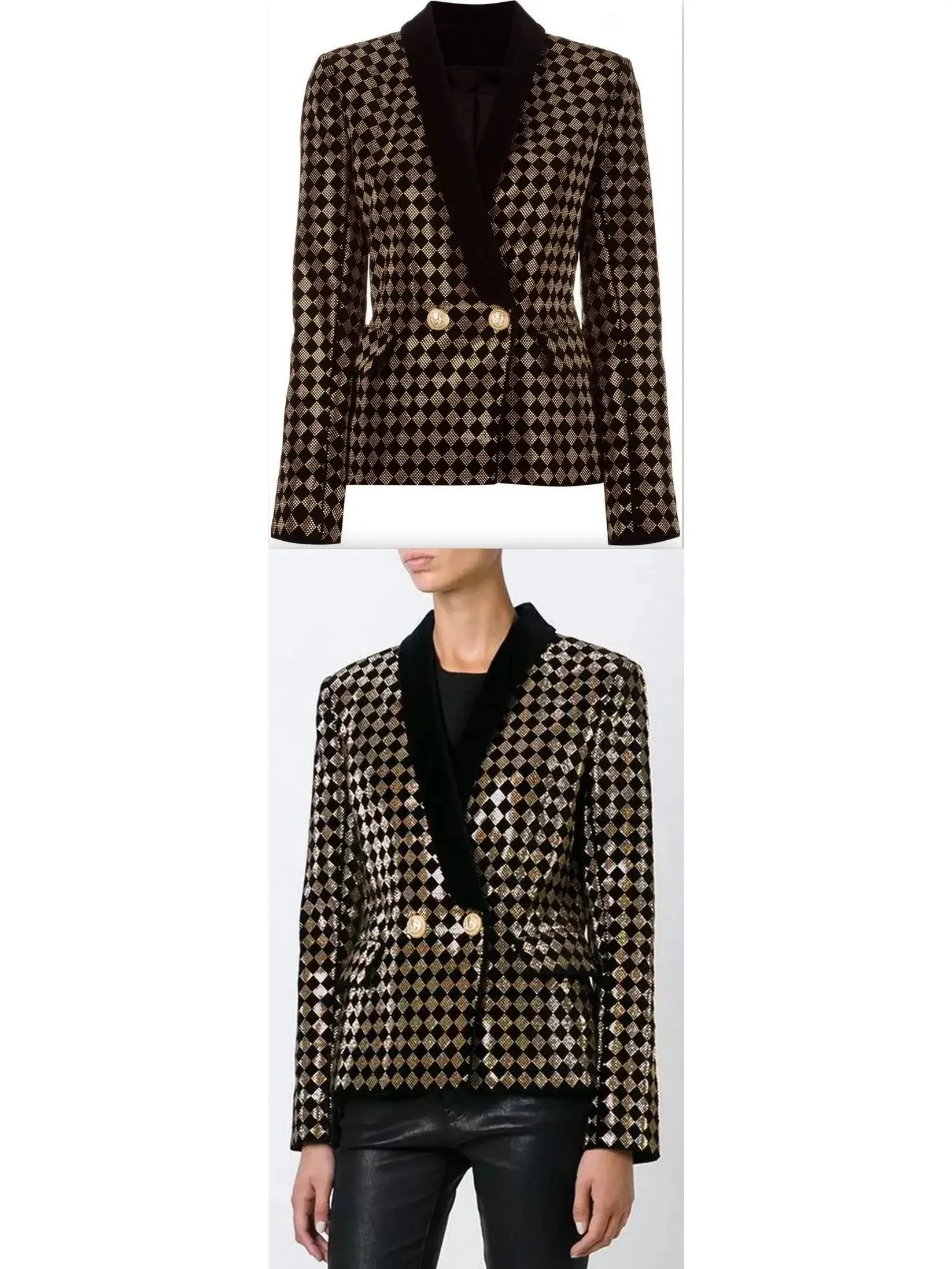 Women’s Check Crystal-Studded Blazer