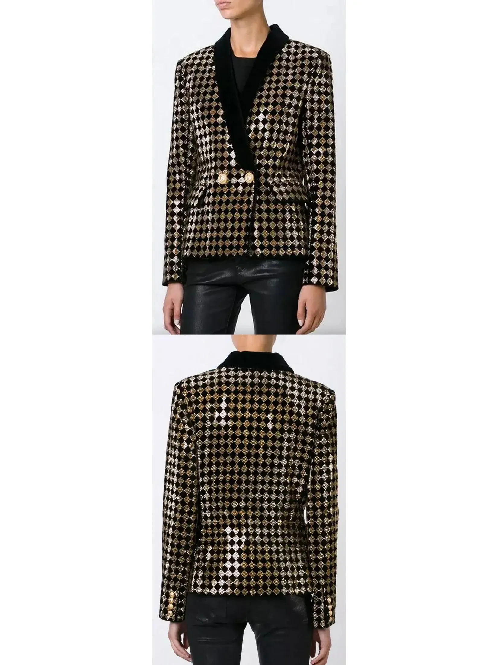 Women’s Check Crystal-Studded Blazer