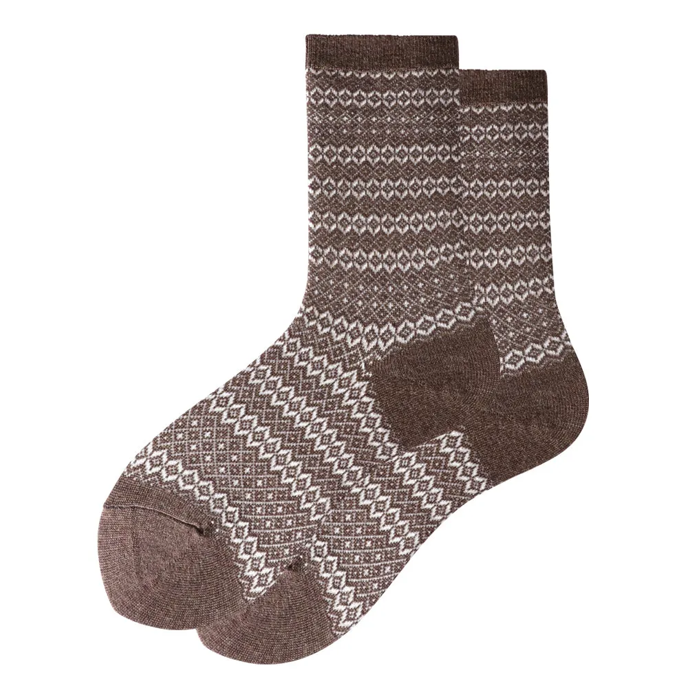 Women's Touch Wear Everyday Pink Stripe Lounge Crew Wool Socks 5-Packs