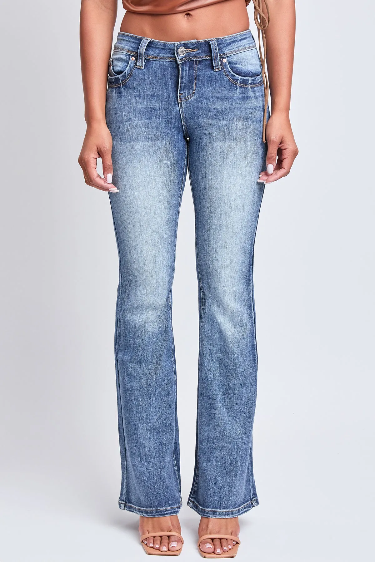 Women's WannaBettaButt Low Rise Embroidered Flare Jeans